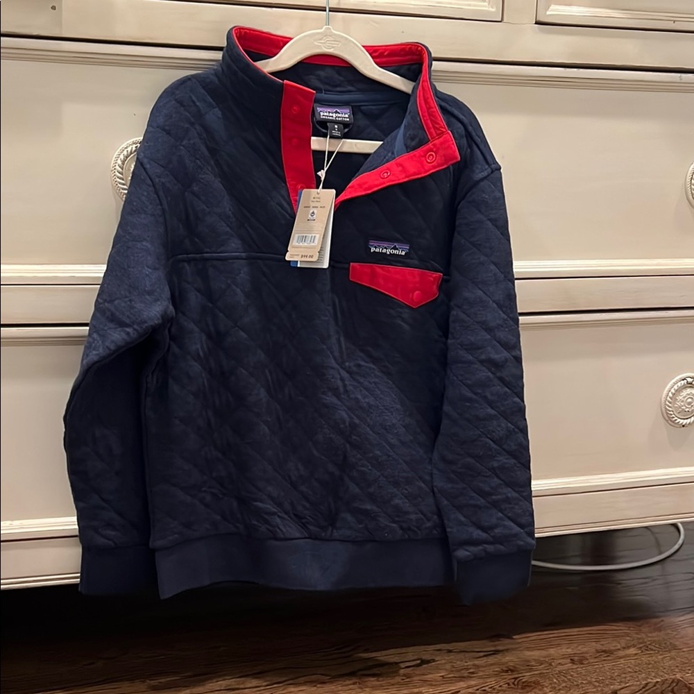 Youth Patagonia Navy and Red Quarter-Zip Fleece Jacket